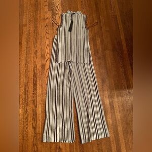 NEW HOUSE OF HARLOW 2 PIECE SET TUNIC WIDE LEG PANTS  STRIPED METALLIC KNIT Sz S